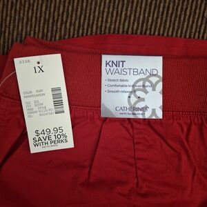 Catherines Deep Red Knit Waistband Pants